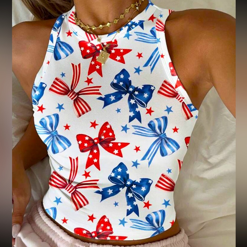American Flag Bow Tank Top